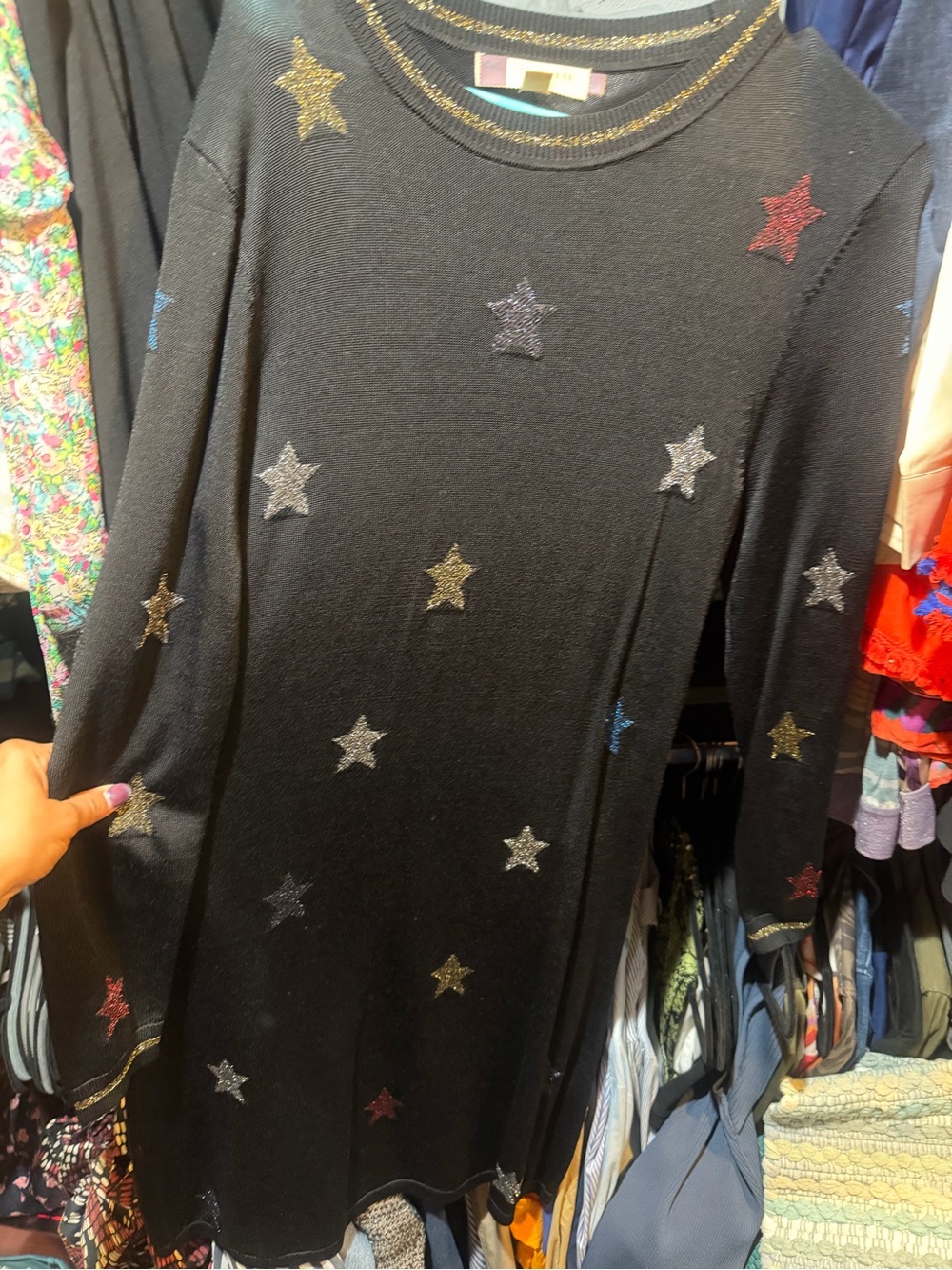 Kids Black Star Knit Dress - Sparkle Stars